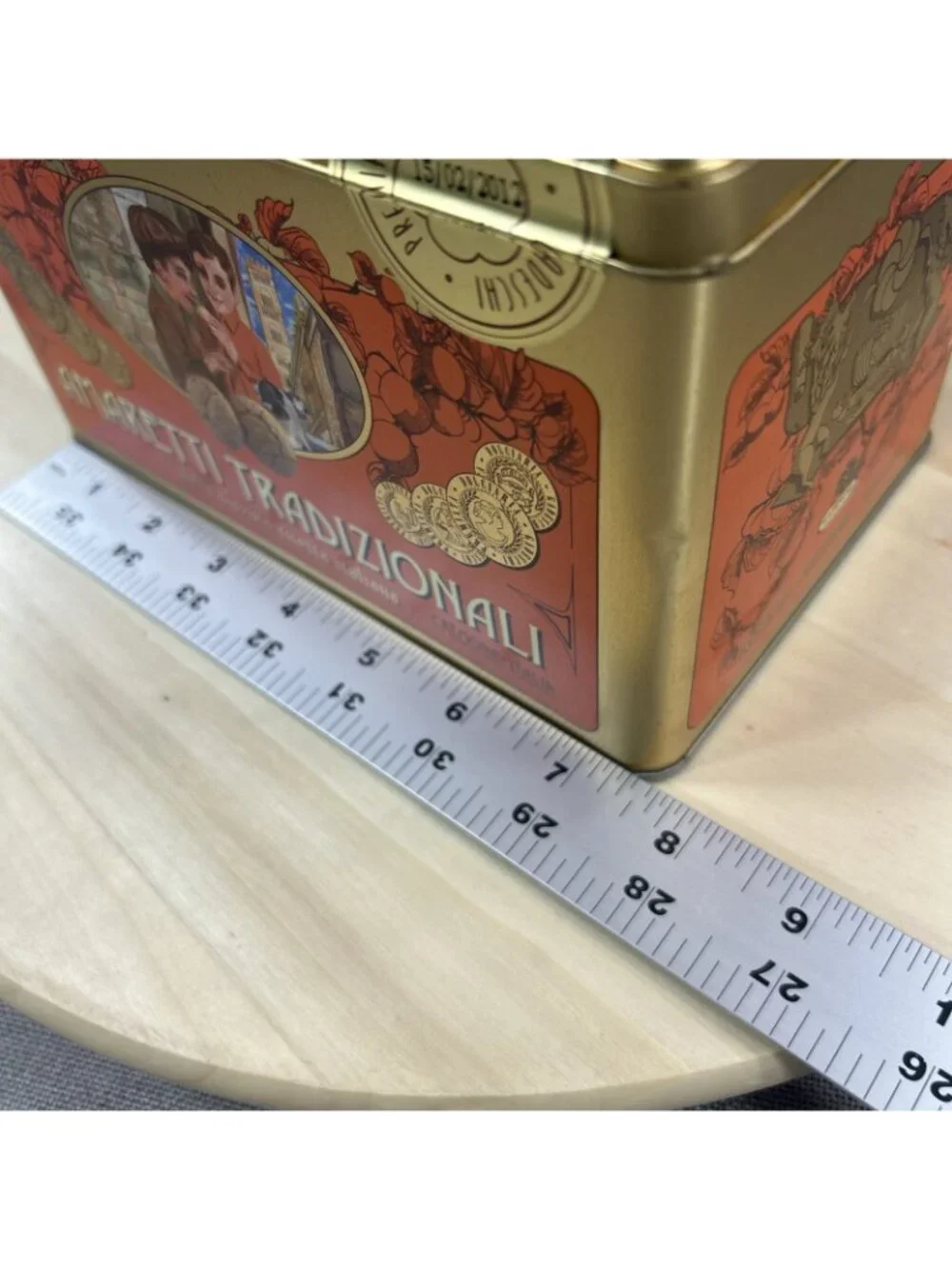 2012 Amaretti Tradizionali Italiann Cookie Tin Hinged lid Rectangle canister 7x5